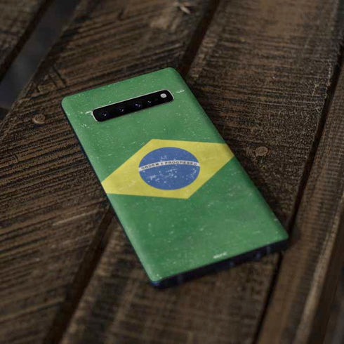 Brazil Flag Distressed Galaxy S10 Skin